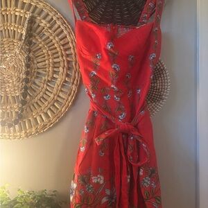 NWT FARM Rio Floral Embroidered Red Dress